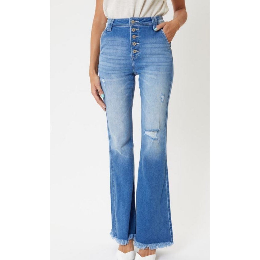 KanCan Light Blue High-Rise Flared Jeans